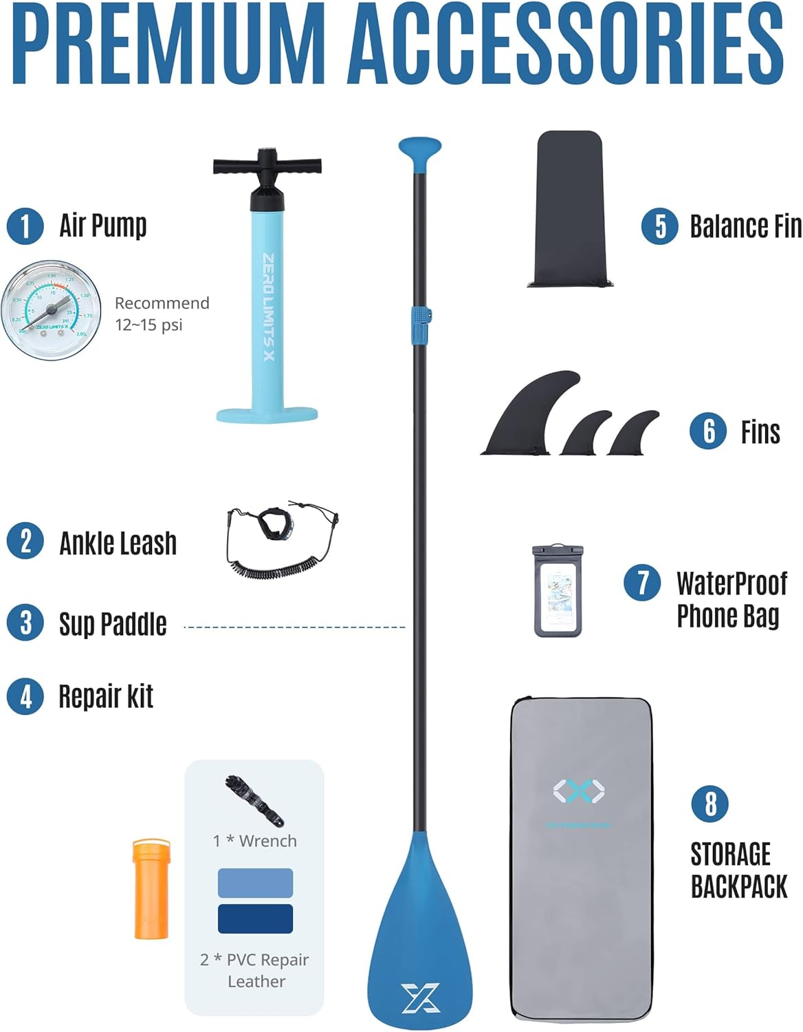 ZLX Super Wide 11'6 x 35 Inflatable Stand Up Paddle Board with Hand Pump for Adults & Youth - Super Stable Fins Design, Non-Slip Deck, Adjustable Paddle, Safety Leash, and Carry Bag