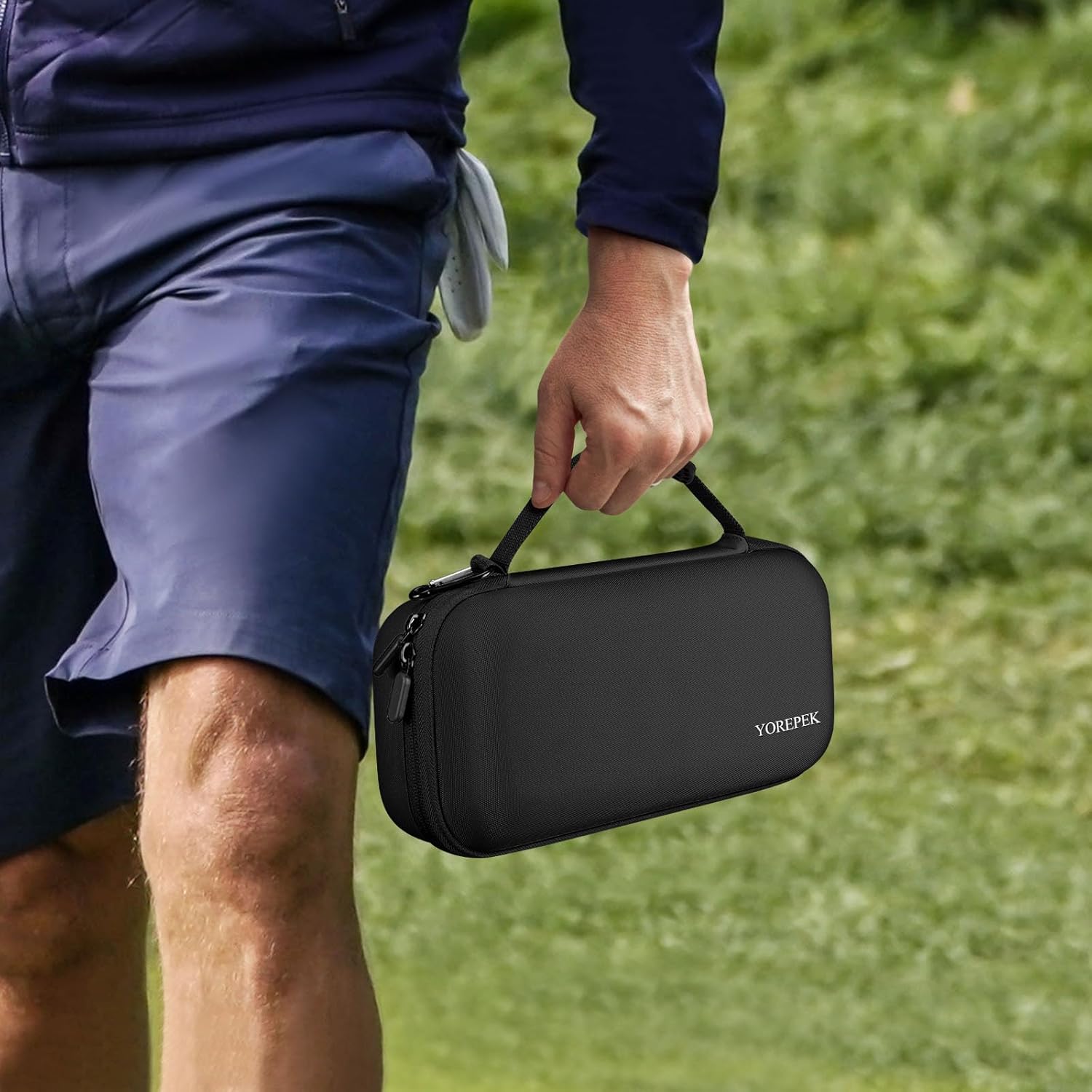 YOREPEK Golf Glove Holder with Removable Golf Glove Shaper, Protective Hard Shell Golf Accessories Case Bag with 2 Dividers Fits Balls, Tees, Markers, Divot Tools, Golf Essentials, Golf Gifts for Men