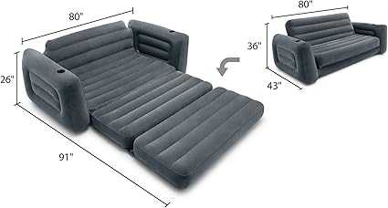 Intex 68575EP Inflatable Corner Sofa: L-Shaped – Indoor Use – 2-in-1 Valve – 880lb Weight Capacity – 101” x 80” x 30”
