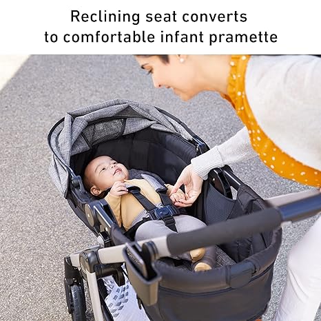Graco Redmond Modes Pramette Stroller, 3-in-1 Convertible: Car Seat Carrier, Infant Pramette to Toddler Stroller with Reversible Seat and One-hand Fold