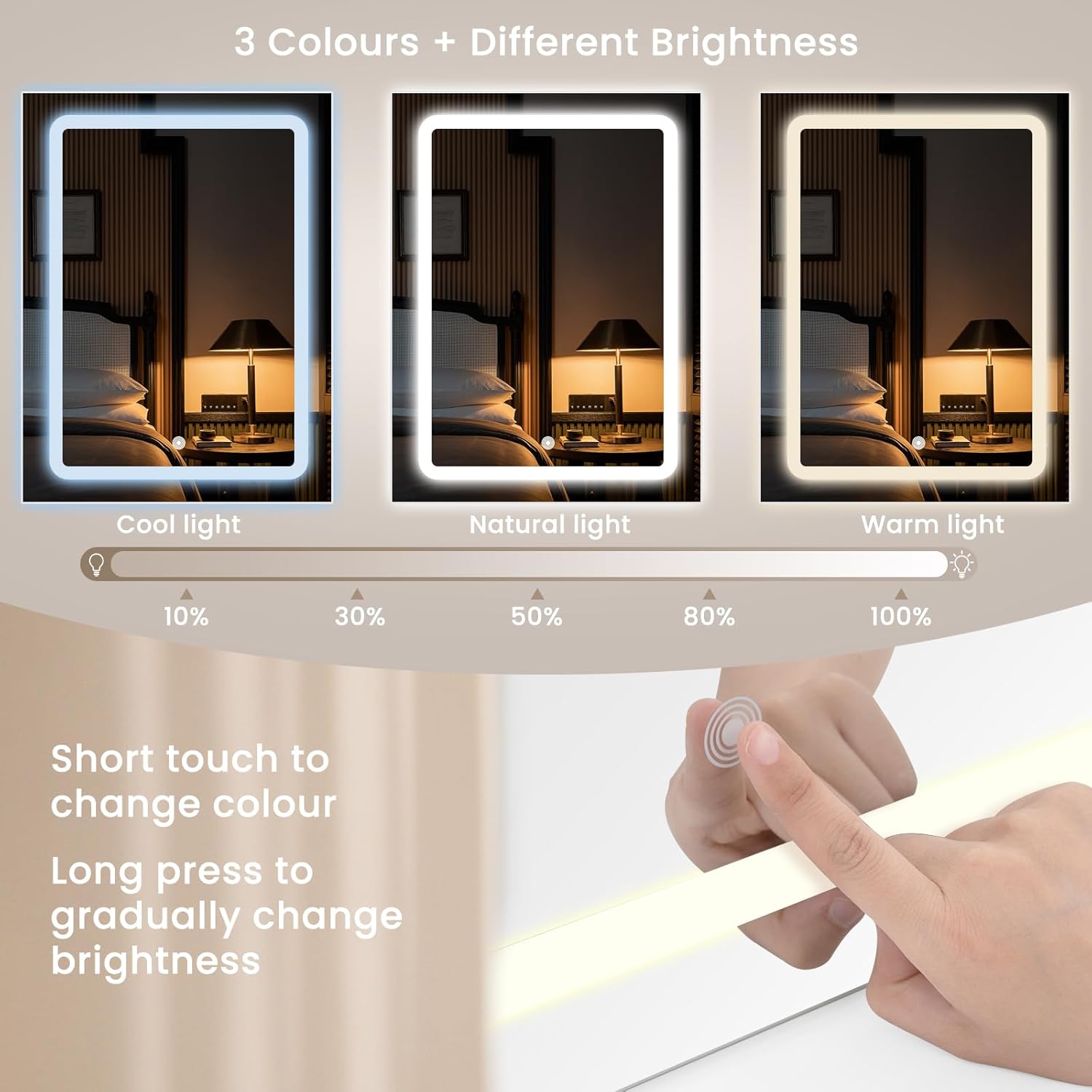 WOLTU LED Lighting Vanity Table, Adjustable Brightness, 2 USB Ports, Dressing Table Vanity Table with Mirror, 2 Drawers, 4 Open Shelves, Dressing Table for Bedroom, White MB6112ws