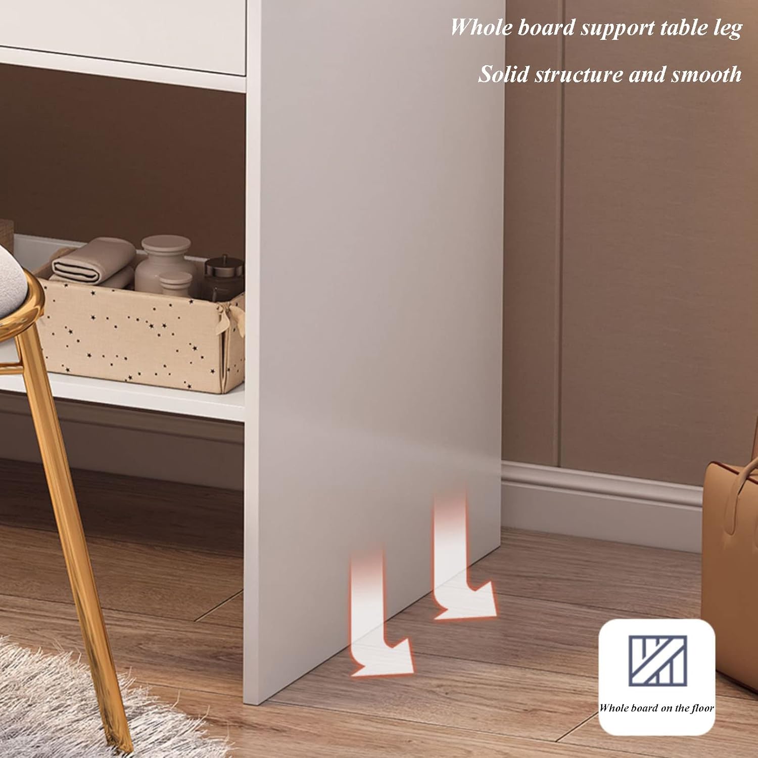 Makeup Vanity Desk with Lights Mirror, 3 Lighting Colors Brightness Adjustable, White Vanity Set Makeup Table with 2 Drawers, Cabinets and Multiple Shelves, Large Vanity 31.5in(L)