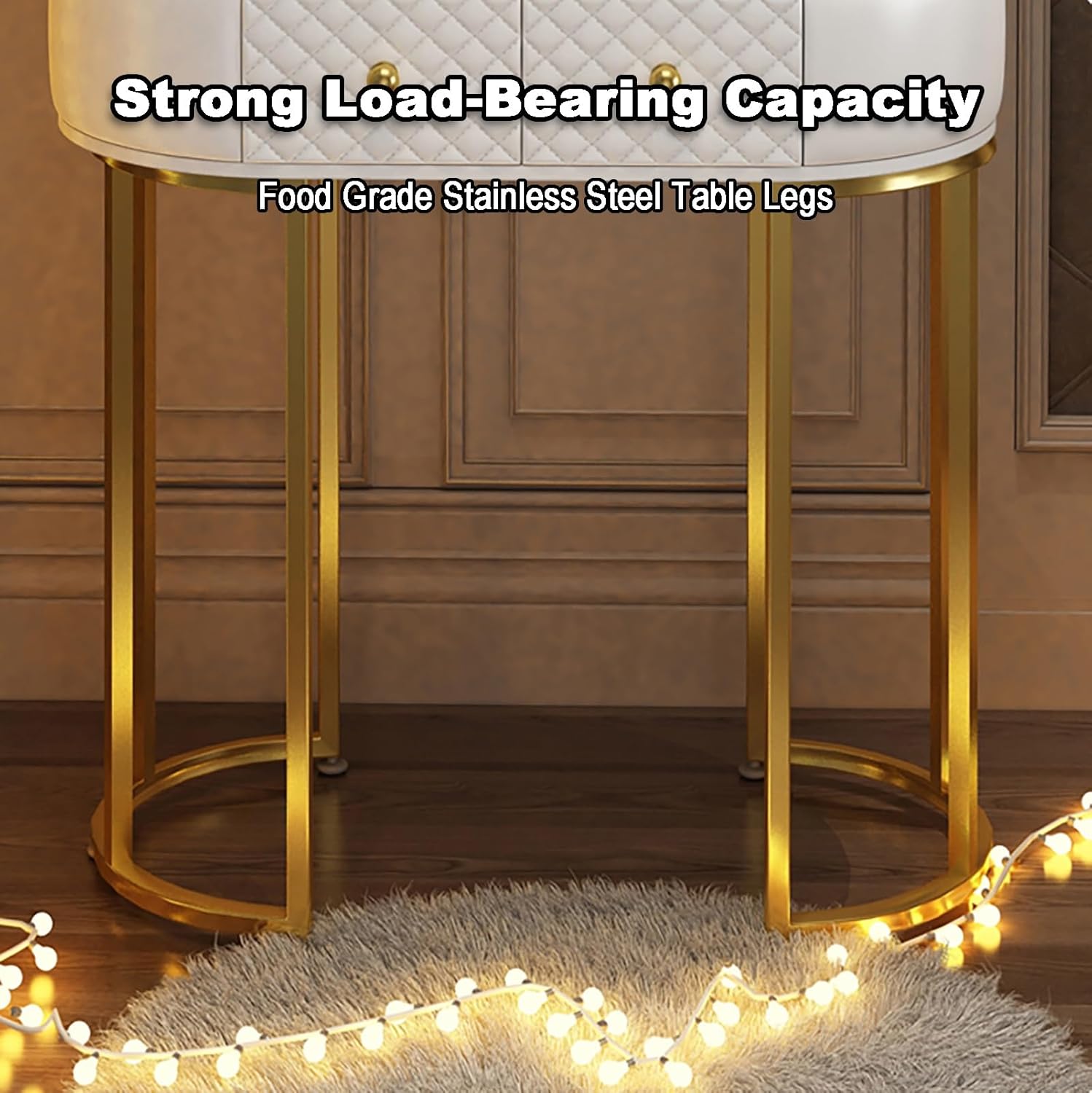 WHXTYFCL Dressing Table with Lights Mirror, Modern White Makeup Vanity Table, Makeup Vanity Table with 5 Drawers, 3 Color Light Adjustable Brightness, for Home Bedroom Decor(White,80cm/31in)