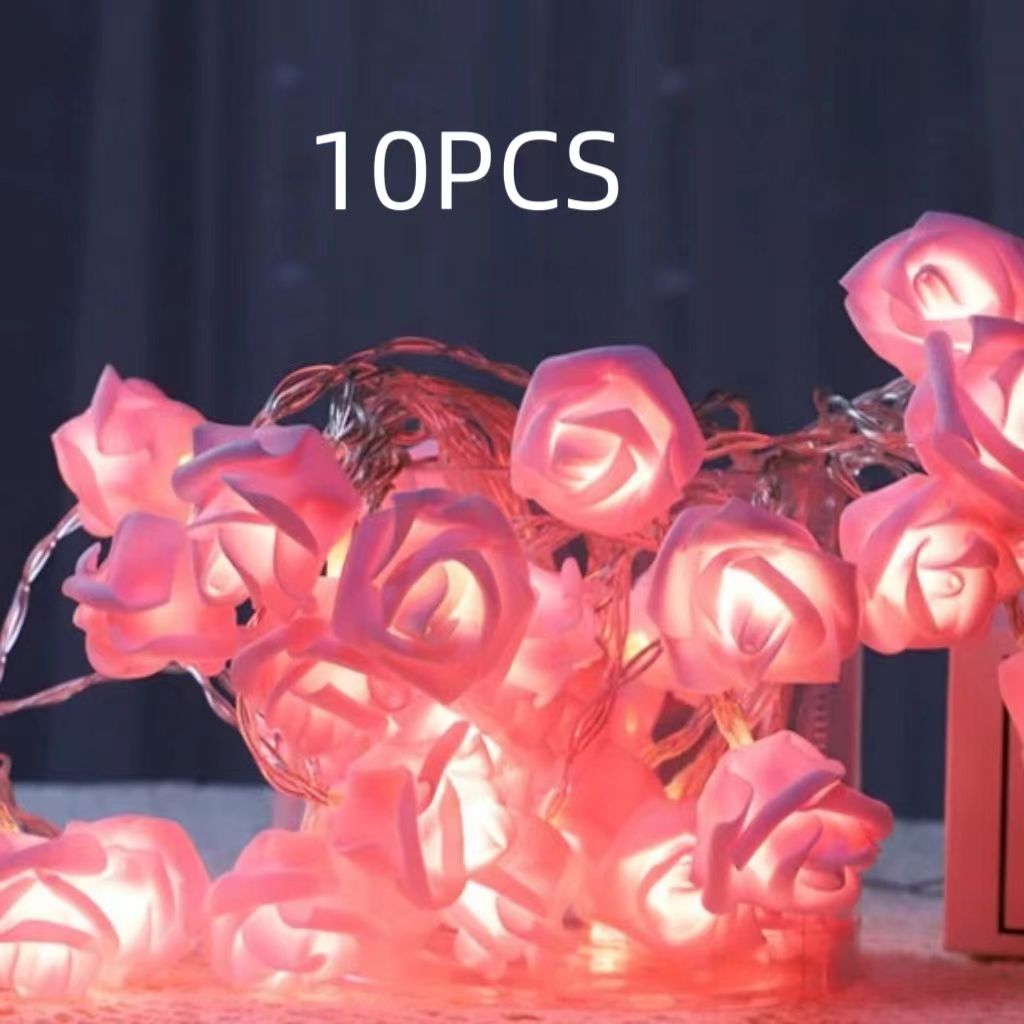 Pink LED Rose Flower String Lights  10PCS