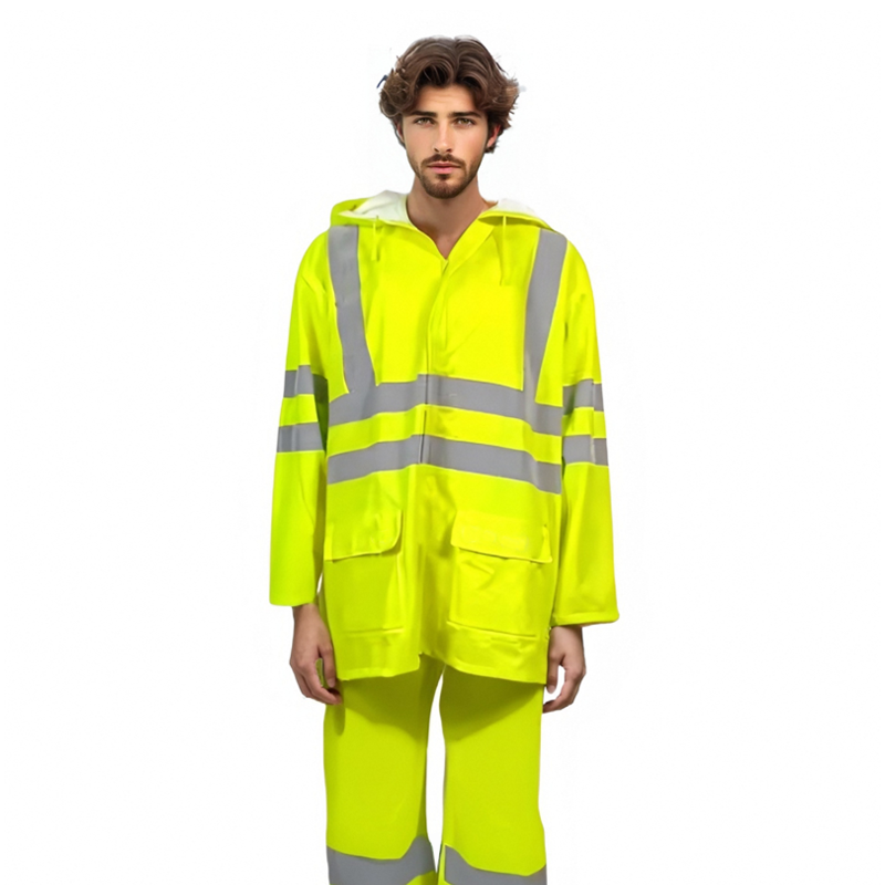 Adult Man′s Waterproof PU Raincoat for Outdoor Sports and Hiking