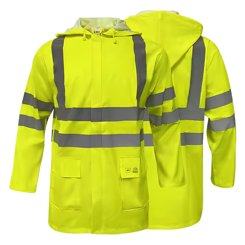 Men′s Hivis Rain Jacket Waterproof Safety Jacket Reflective Tape Jacket