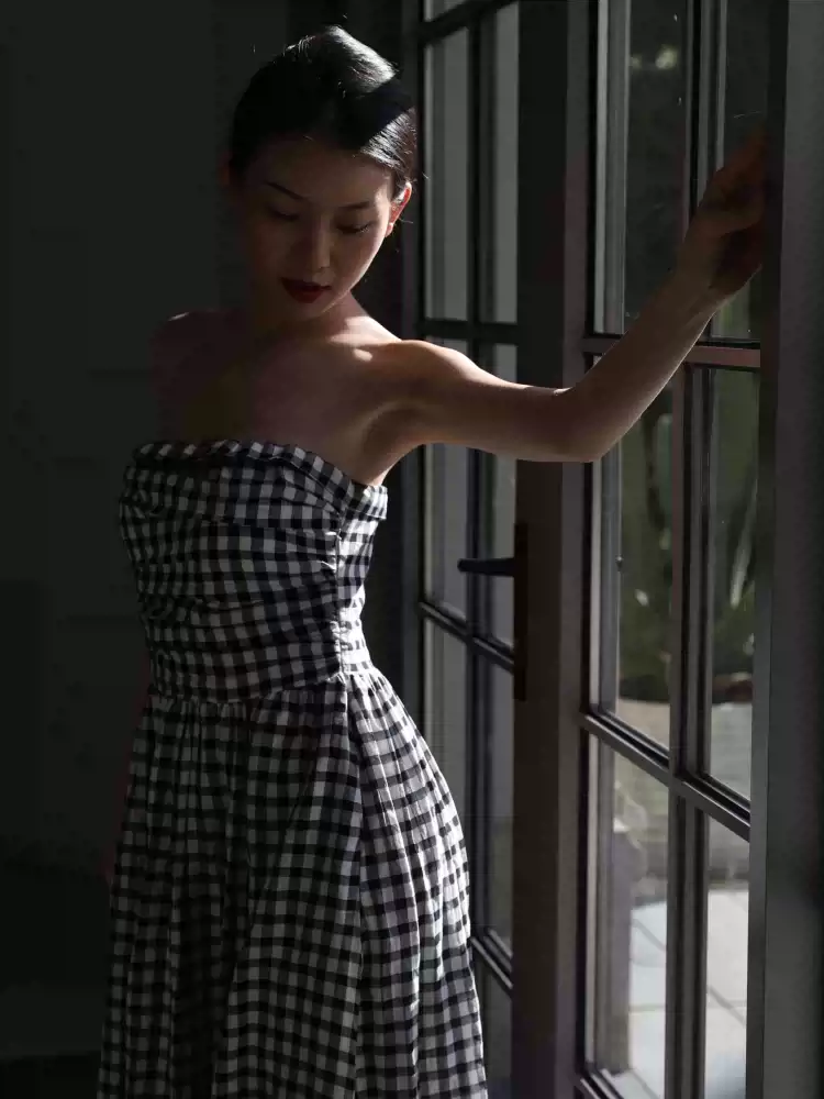 Linen waist cut slits top breast holiday pocket long dress