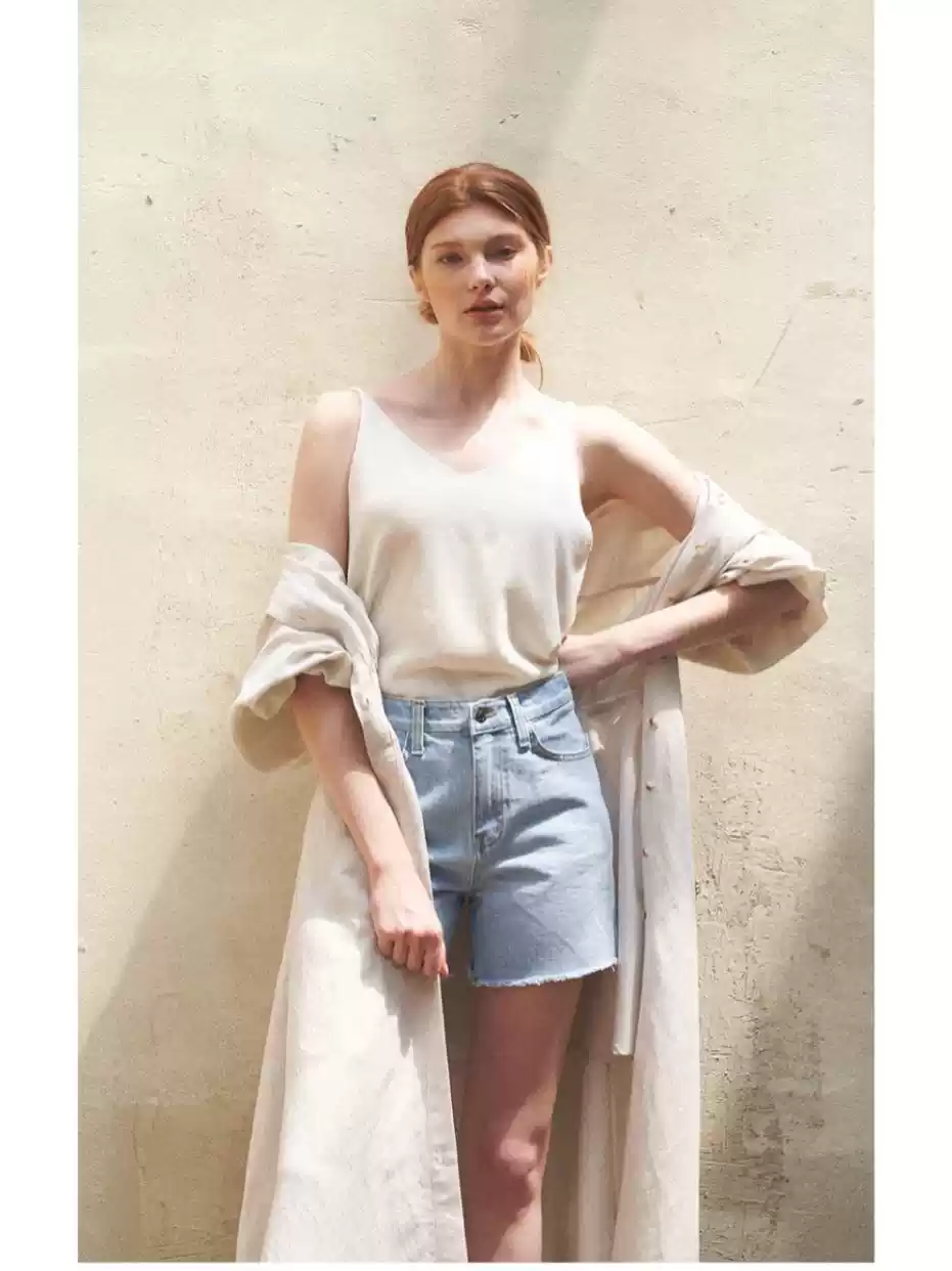 Linen white Bat-sleeve waist A swing slimming long skirt dress