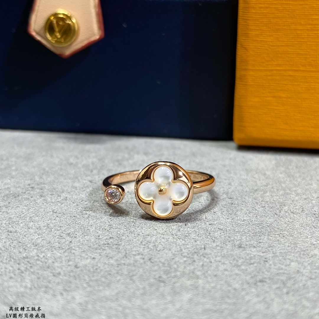 LV premium precision round mother of pearl ring