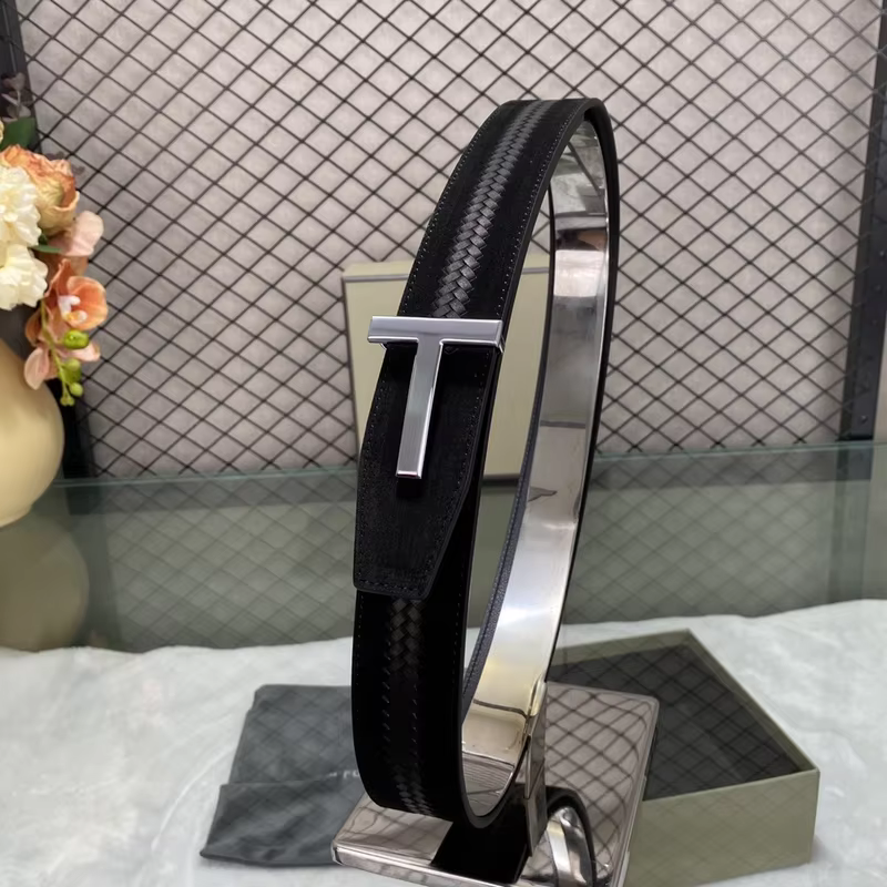 High Quality Luxury Goods Designer TOM Men's Cowhide T-shaped Buckle Belt With Double-sided Use 38MM T Hardware Buckle Gift Box