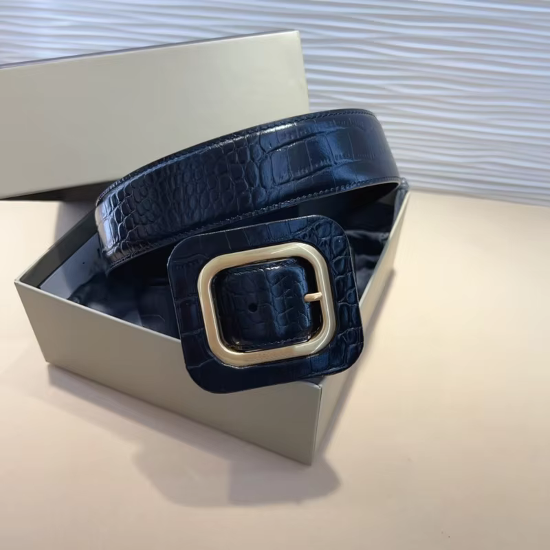 High Quality Luxury Goods Designer TOM Cowhide Crocodile Pattern Woman Man Needle Buckle Belt 38MM Gift Box