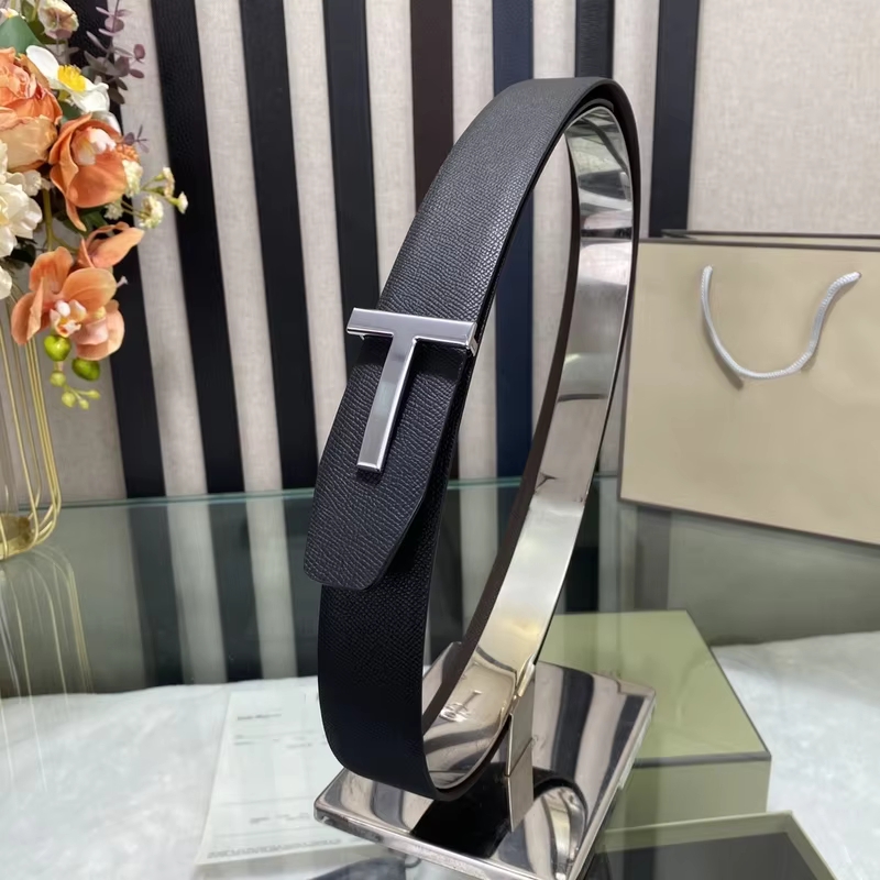High Quality Luxury Goods Designer Men Cowhide T-shaped Reversible Buckle Belt With Double-sided Use T Buckle Gift Box T04
