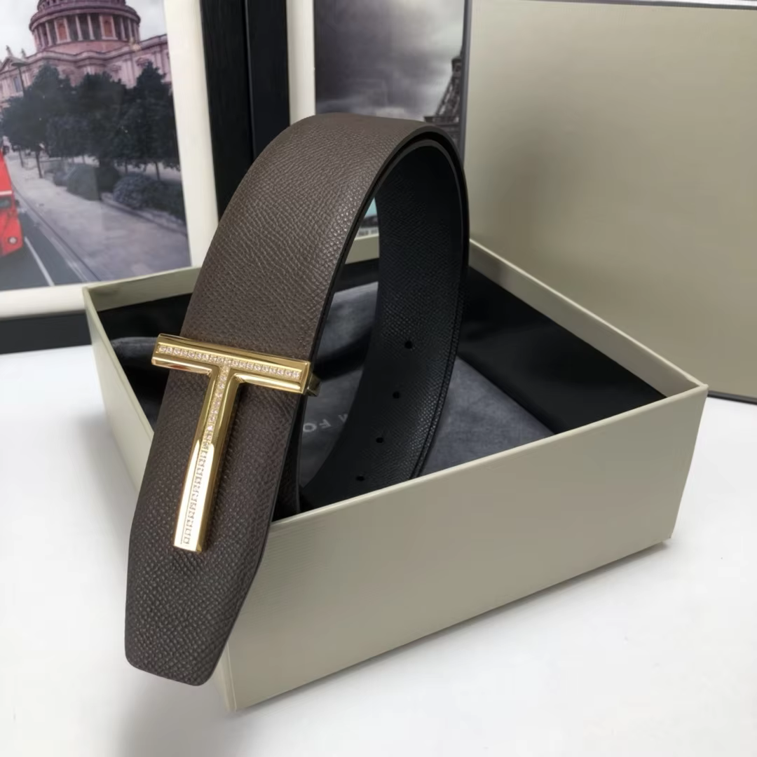 High Quality Luxury Goods Designer Men Cowhide T-shaped Reversible Buckle Belt With Double-sided Use T Buckle Gift Box T10