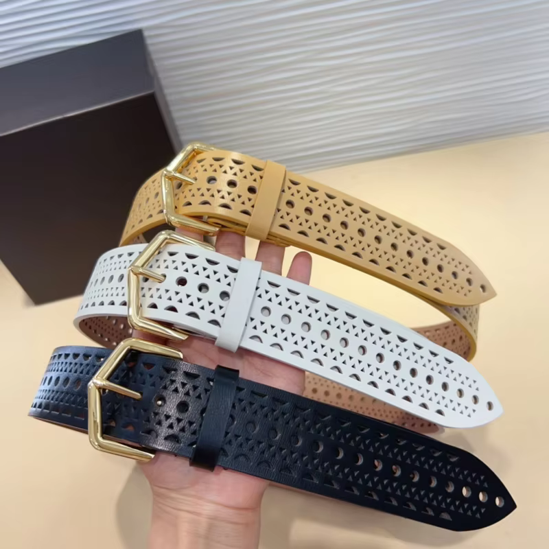 Alai Waist Seal Cowhide Waistband Wide Style For Women Hollow-out Cummerbund Classic Body Shaping Girdle Belts Runway Designer