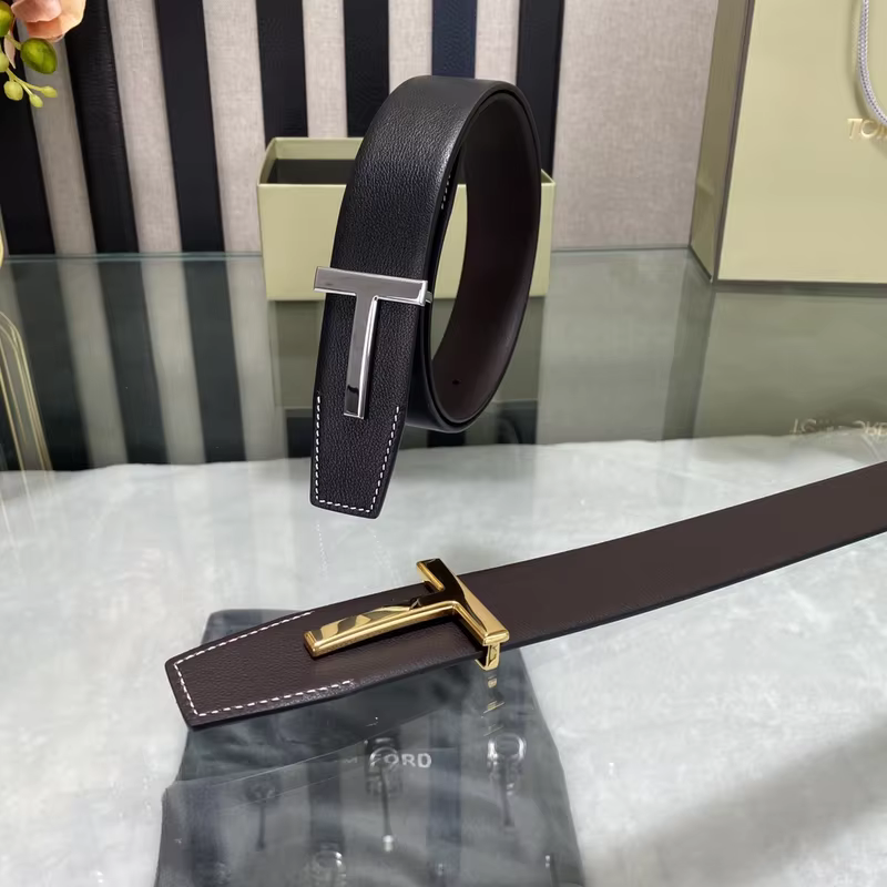 High Quality Luxury Goods Designer Men Cowhide T-shaped Reversible Buckle Belt With Double-sided Use T Buckle Gift Box T03