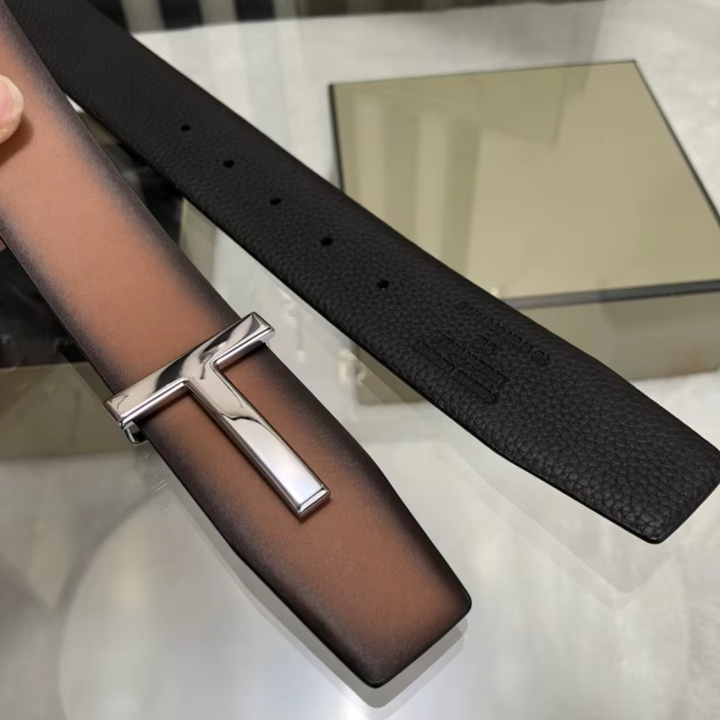 High Quality Luxury Goods Designer Men Cowhide T-shaped Reversible Buckle Belt With Double-sided Use T Buckle Gift Box T06