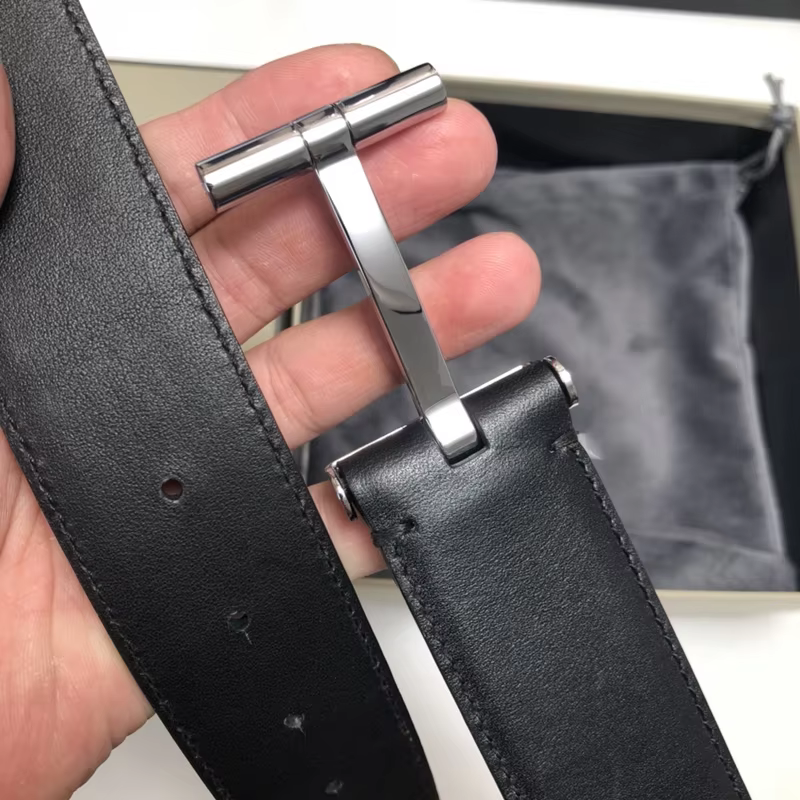 High Quality Luxury Goods Designer Men Cowhide T-shaped Reversible Buckle Belt With Double-sided Use T Buckle Gift Box T11