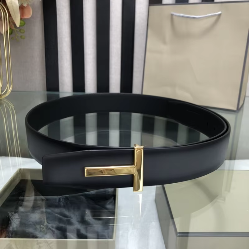 High Quality Luxury Goods Designer Men Cowhide T-shaped Reversible Buckle Belt With Double-sided Use T Buckle Gift Box T06