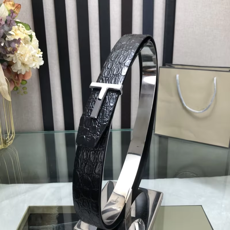 High Quality Luxury Goods Designer Men Cowhide T-shaped Reversible Buckle Belt With Double-sided Use T Buckle Gift Box T05