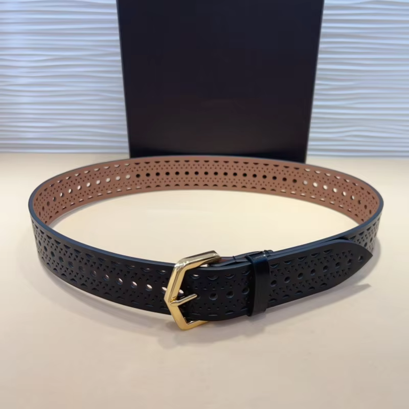 Alai Waist Seal Cowhide Waistband Wide Style For Women Hollow-out Cummerbund Classic Body Shaping Girdle Belts Runway Designer