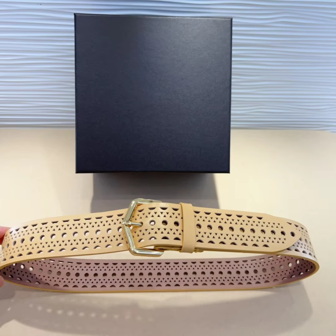 Alai Waist Seal Cowhide Waistband Wide Style For Women Hollow-out Cummerbund Classic Body Shaping Girdle Belts Runway Designer