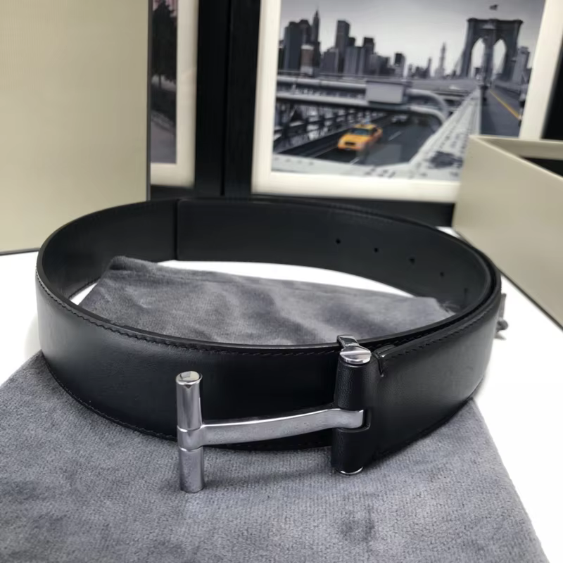 High Quality Luxury Goods Designer Men Cowhide T-shaped Reversible Buckle Belt With Double-sided Use T Buckle Gift Box T11