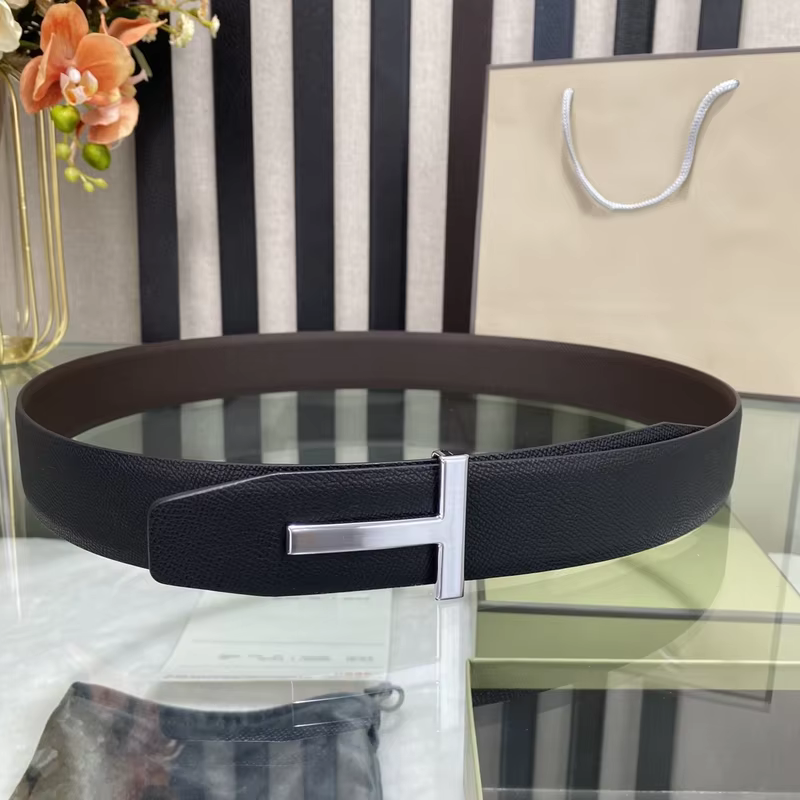 High Quality Luxury Goods Designer Men Cowhide T-shaped Reversible Buckle Belt With Double-sided Use T Buckle Gift Box T04