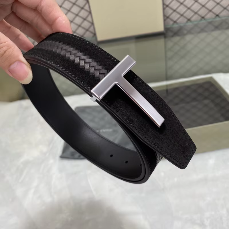 High Quality Luxury Goods Designer TOM Men's Cowhide T-shaped Buckle Belt With Double-sided Use 38MM T Hardware Buckle Gift Box