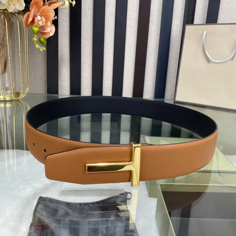 High Quality Luxury Goods Designer Men Cowhide T-shaped Reversible Buckle Belt With Double-sided Use T Buckle Gift Box T04
