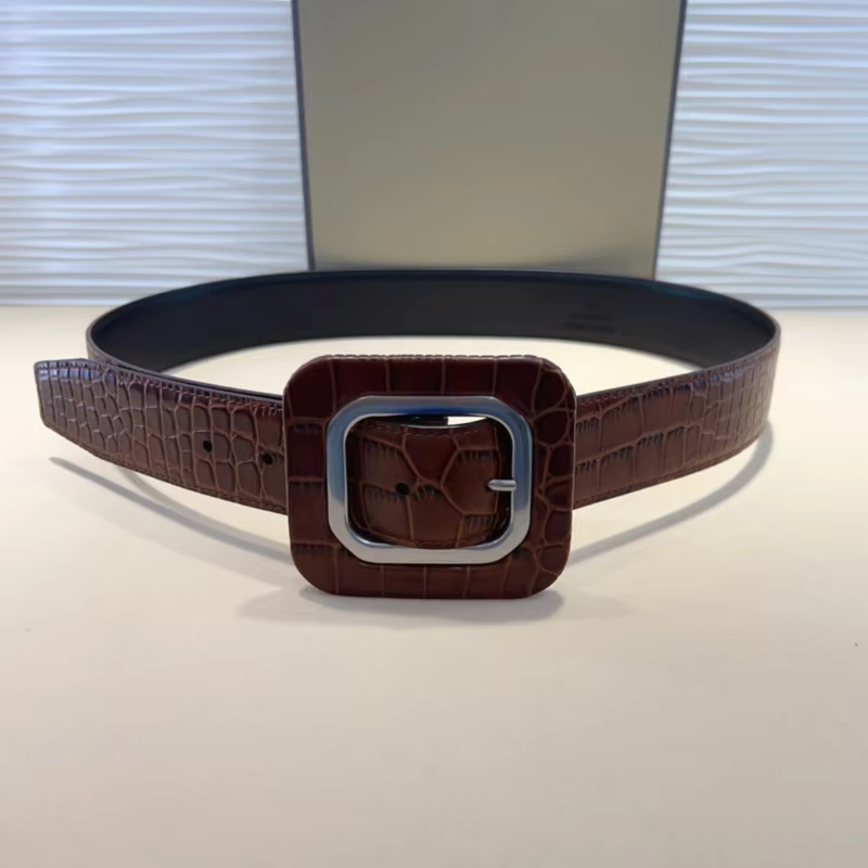 High Quality Luxury Goods Designer TOM Cowhide Crocodile Pattern Woman Man Needle Buckle Belt 38MM Gift Box