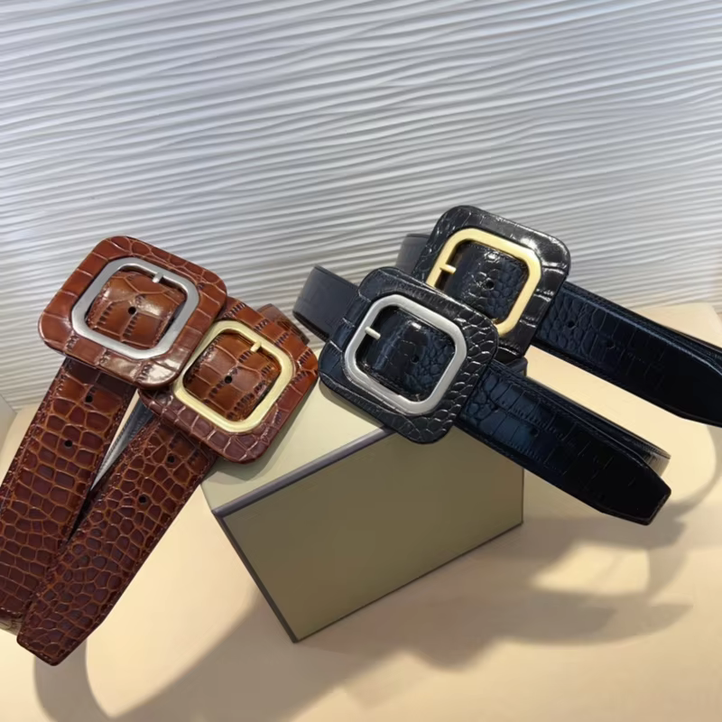 High Quality Luxury Goods Designer TOM Cowhide Crocodile Pattern Woman Man Needle Buckle Belt 38MM Gift Box