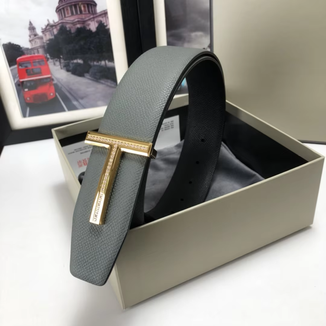 High Quality Luxury Goods Designer Men Cowhide T-shaped Reversible Buckle Belt With Double-sided Use T Buckle Gift Box T10
