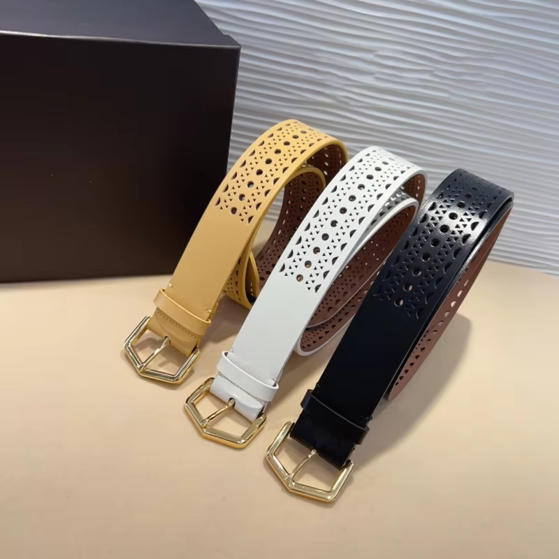 Alai Waist Seal Cowhide Waistband Wide Style For Women Hollow-out Cummerbund Classic Body Shaping Girdle Belts Runway Designer