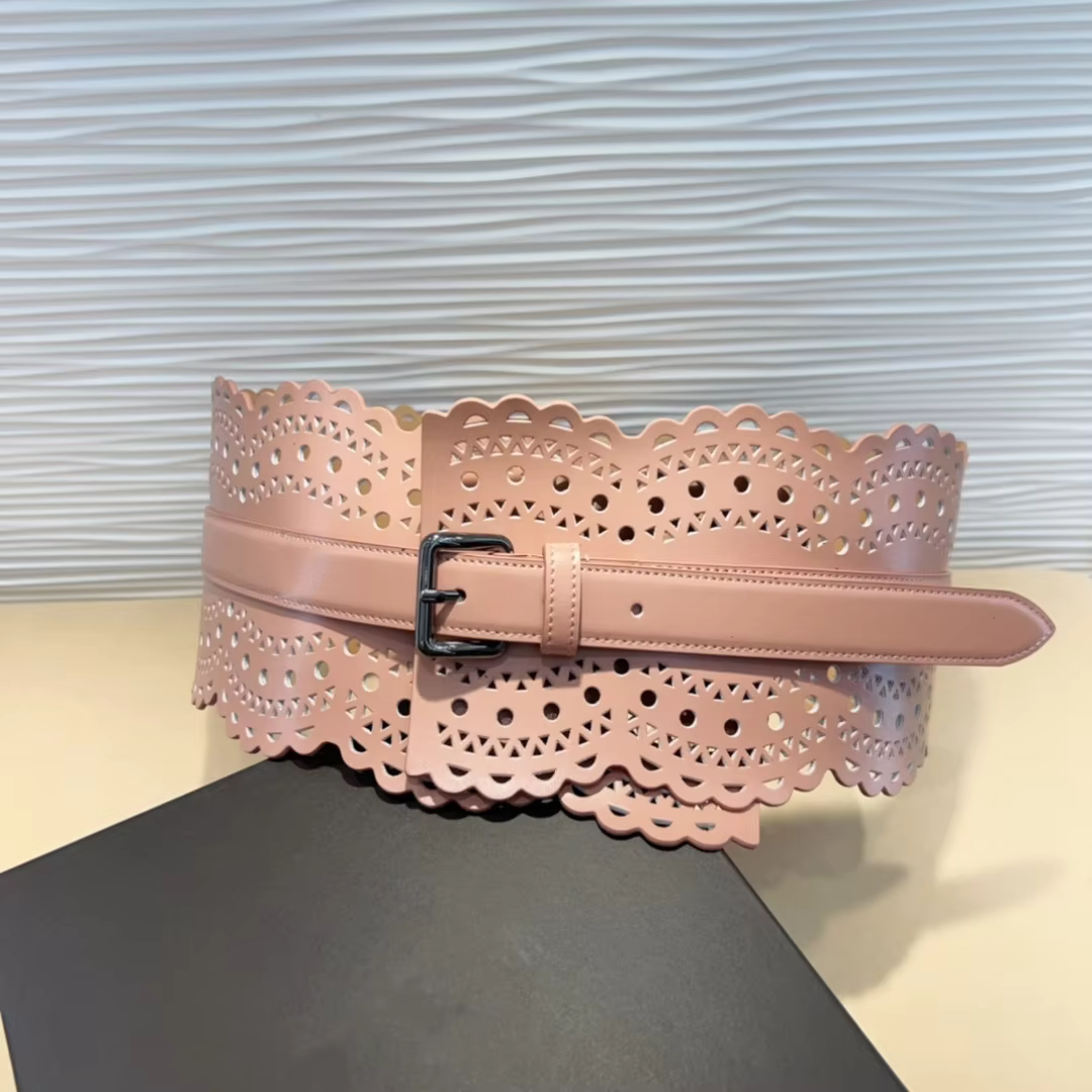 Cowhide Cummerbund Waistband For Women Hollow-out Classic Body Shaping Girdle Belts Harajuku Accessories Runway Designer Ala