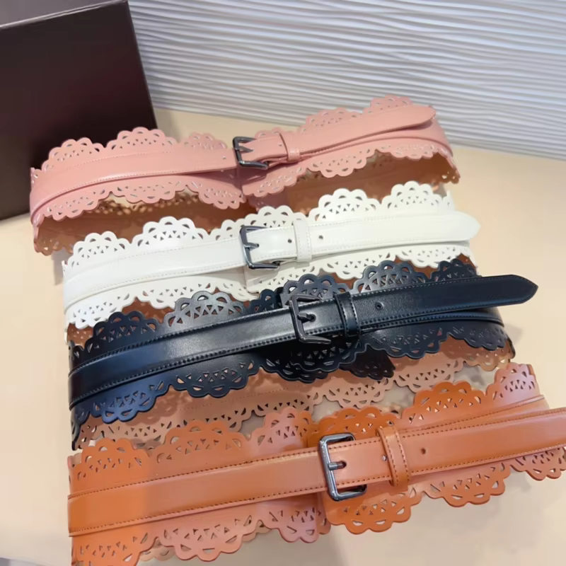 Cowhide Cummerbund Waistband For Women Hollow-out Classic Body Shaping Girdle Belts Harajuku Accessories Runway Designer Ala