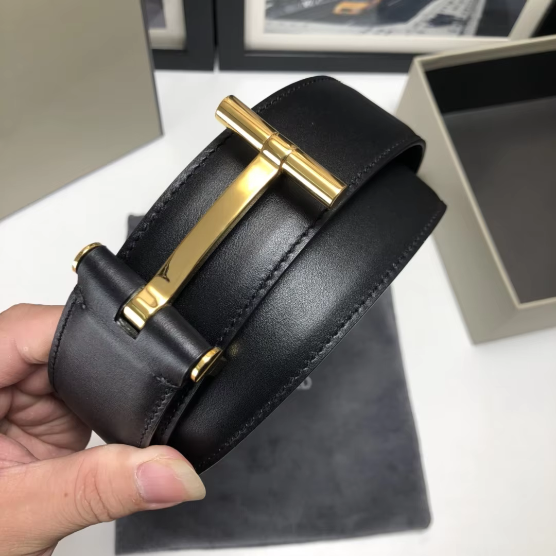 High Quality Luxury Goods Designer Men Cowhide T-shaped Reversible Buckle Belt With Double-sided Use T Buckle Gift Box T11