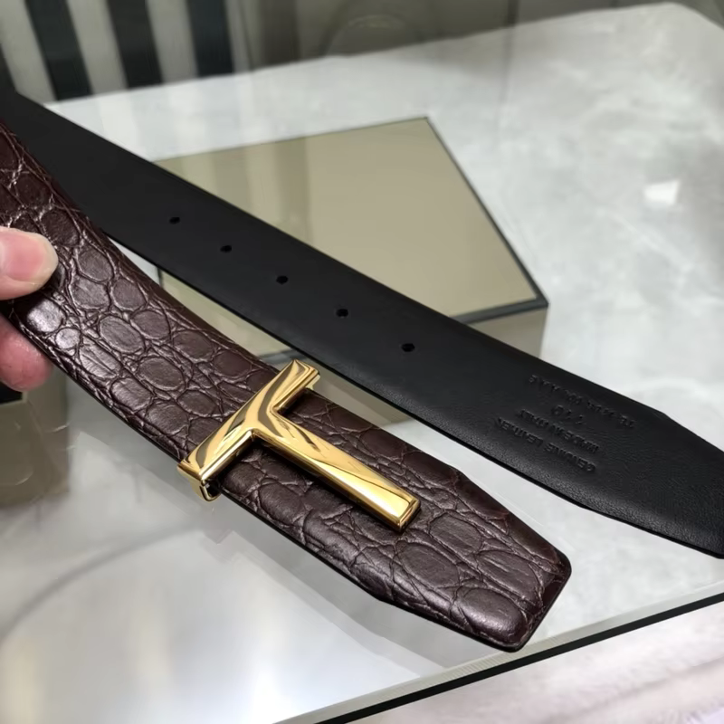 High Quality Luxury Goods Designer Men Cowhide T-shaped Reversible Buckle Belt With Double-sided Use T Buckle Gift Box T05