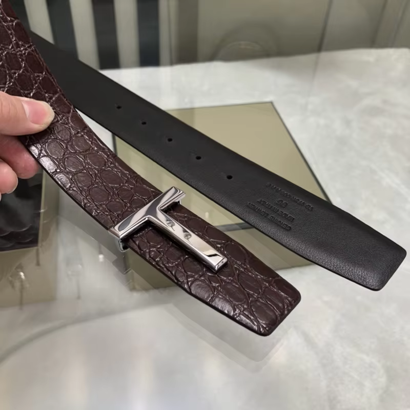 High Quality Luxury Goods Designer Men Cowhide T-shaped Reversible Buckle Belt With Double-sided Use T Buckle Gift Box T05