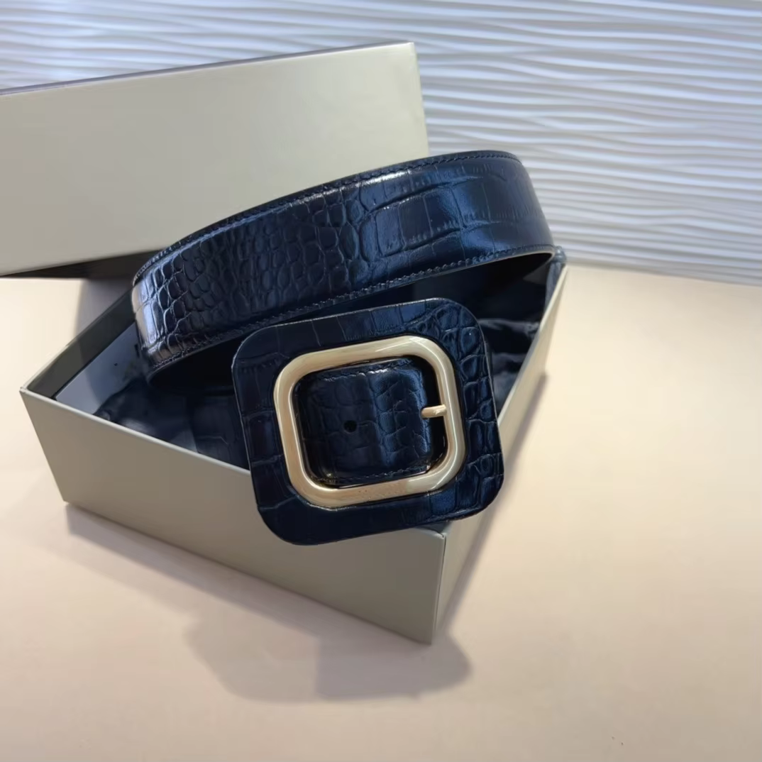 High Quality Luxury Goods Designer TOM Cowhide Crocodile Pattern Woman Man Needle Buckle Belt 38MM Gift Box