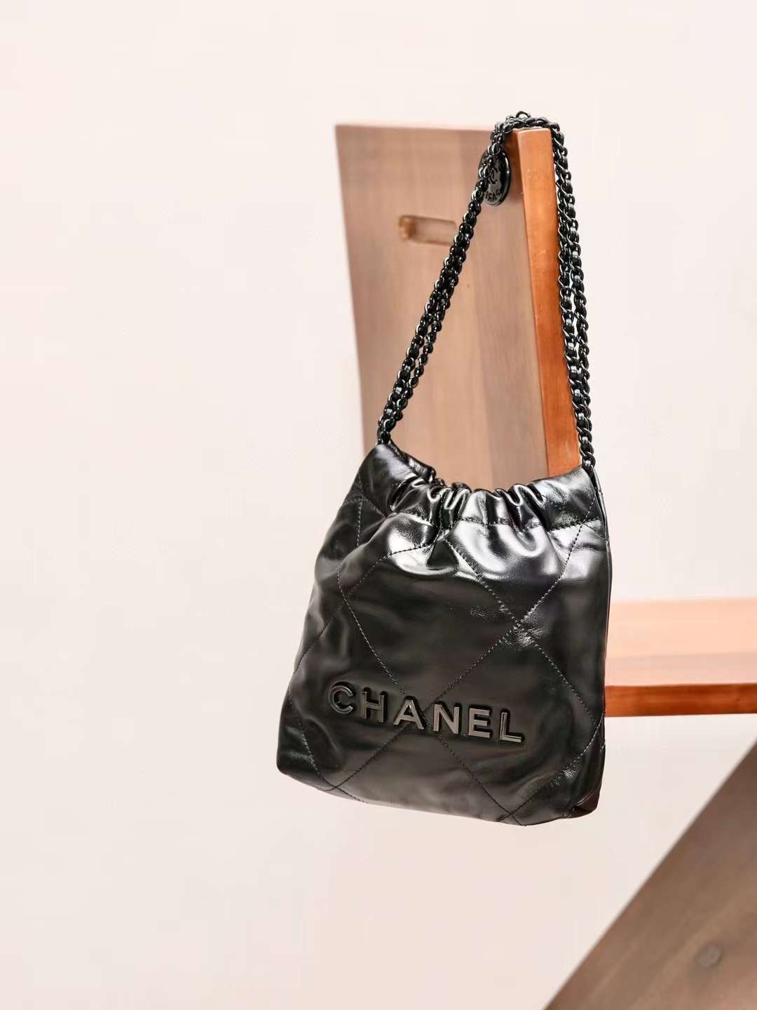 CHANEL 22all black shopping bag