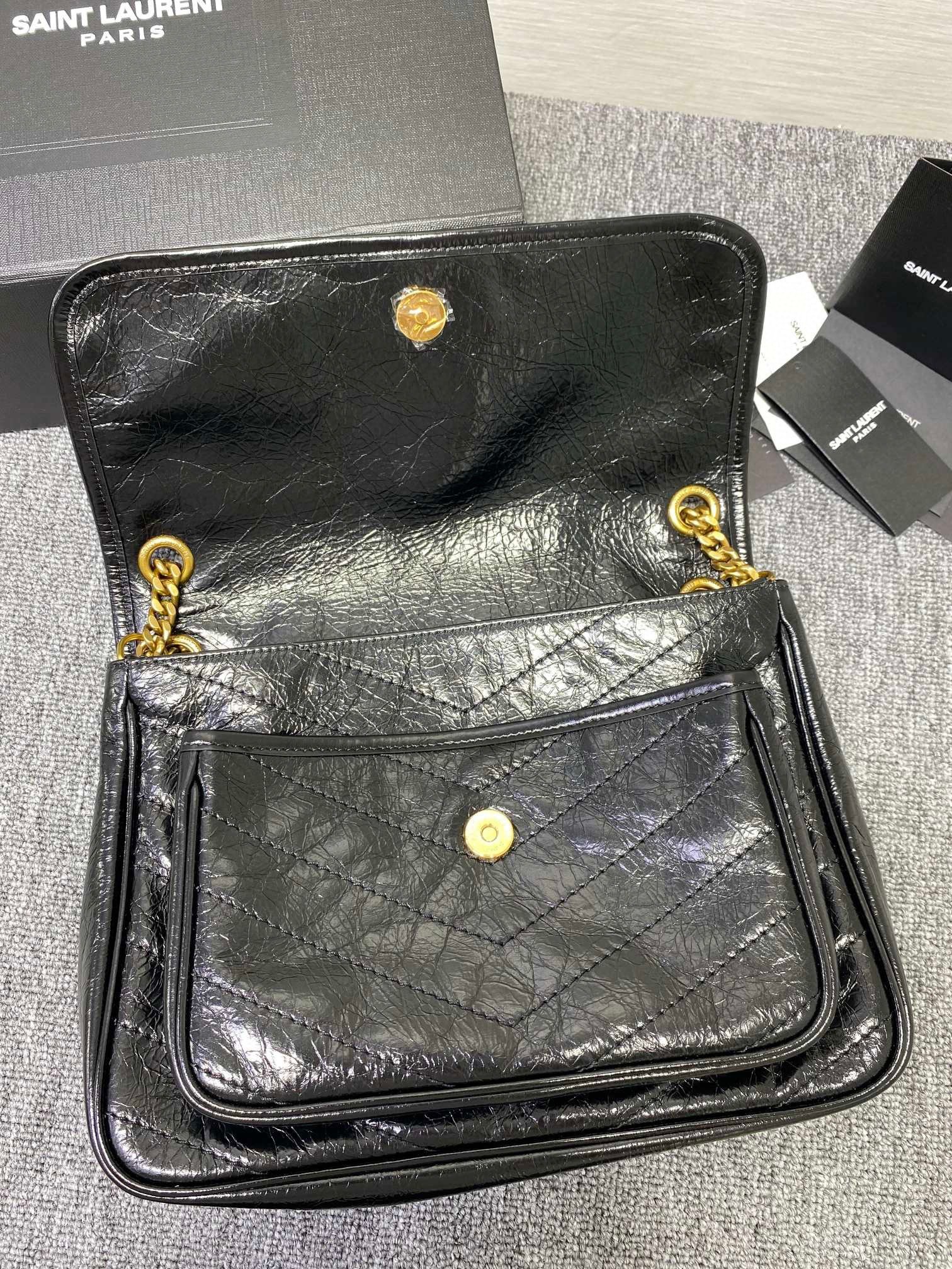 YSL Niki Bag in Crinkled Calfskin