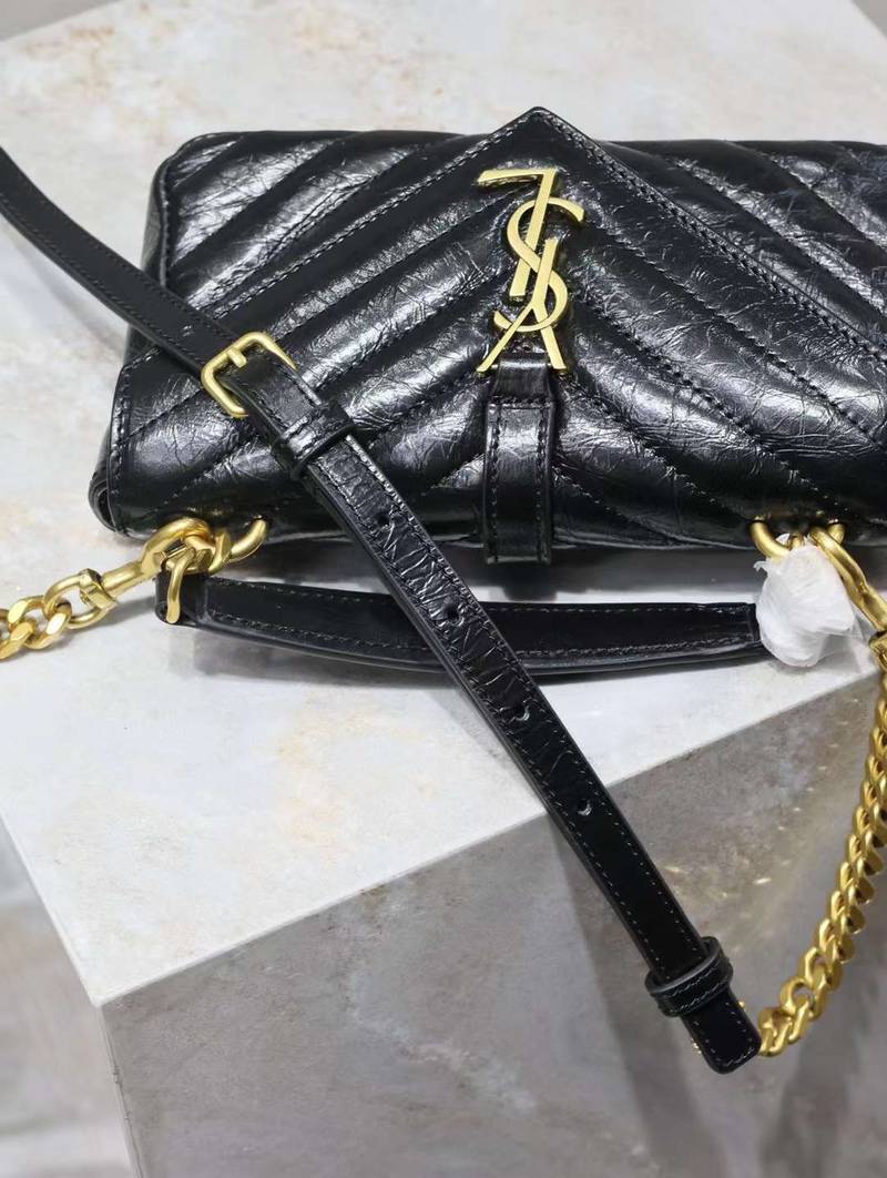 YSL mini college oil wax leather chain  postman bag