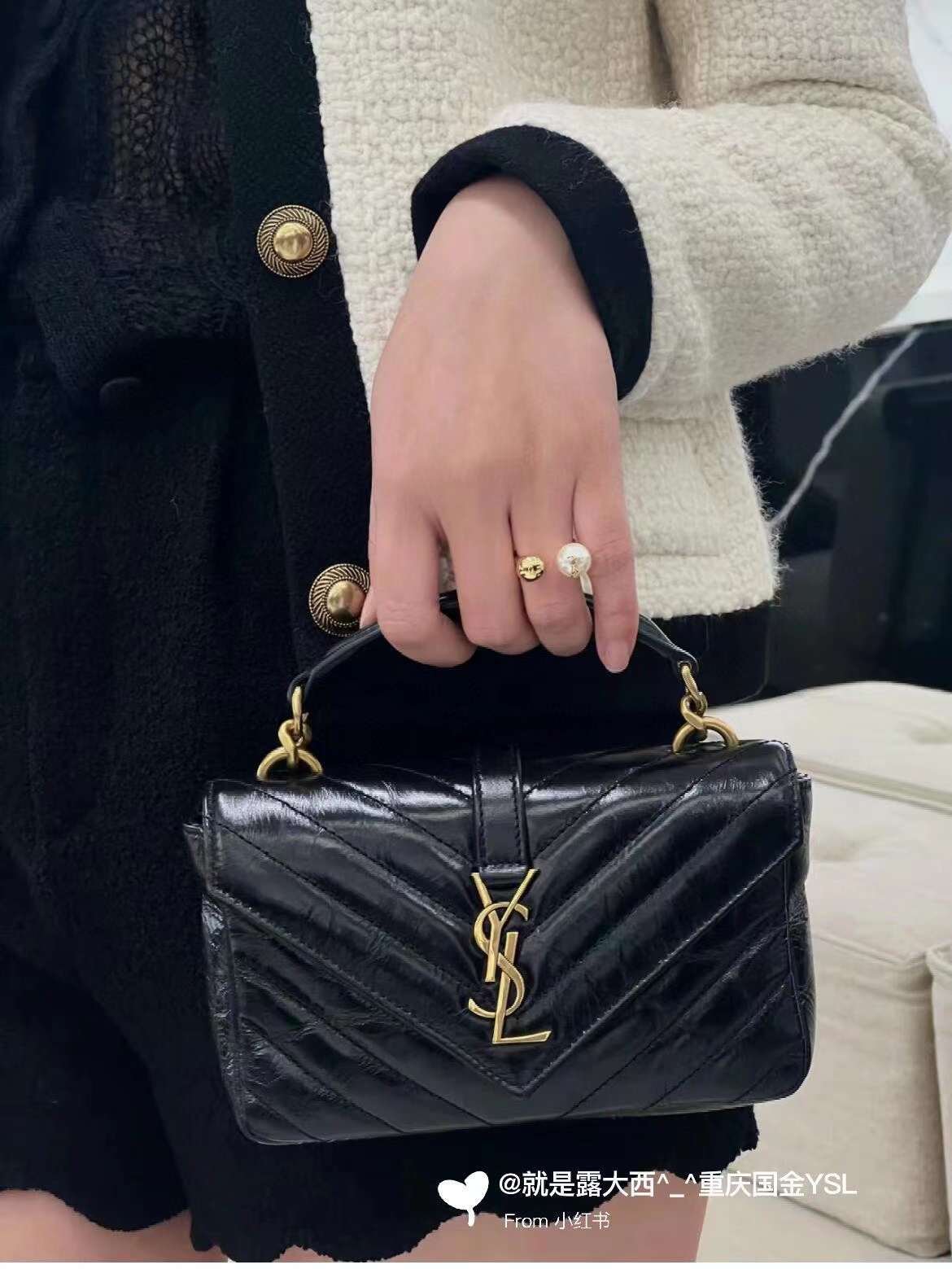 YSL mini college oil wax leather chain  postman bag