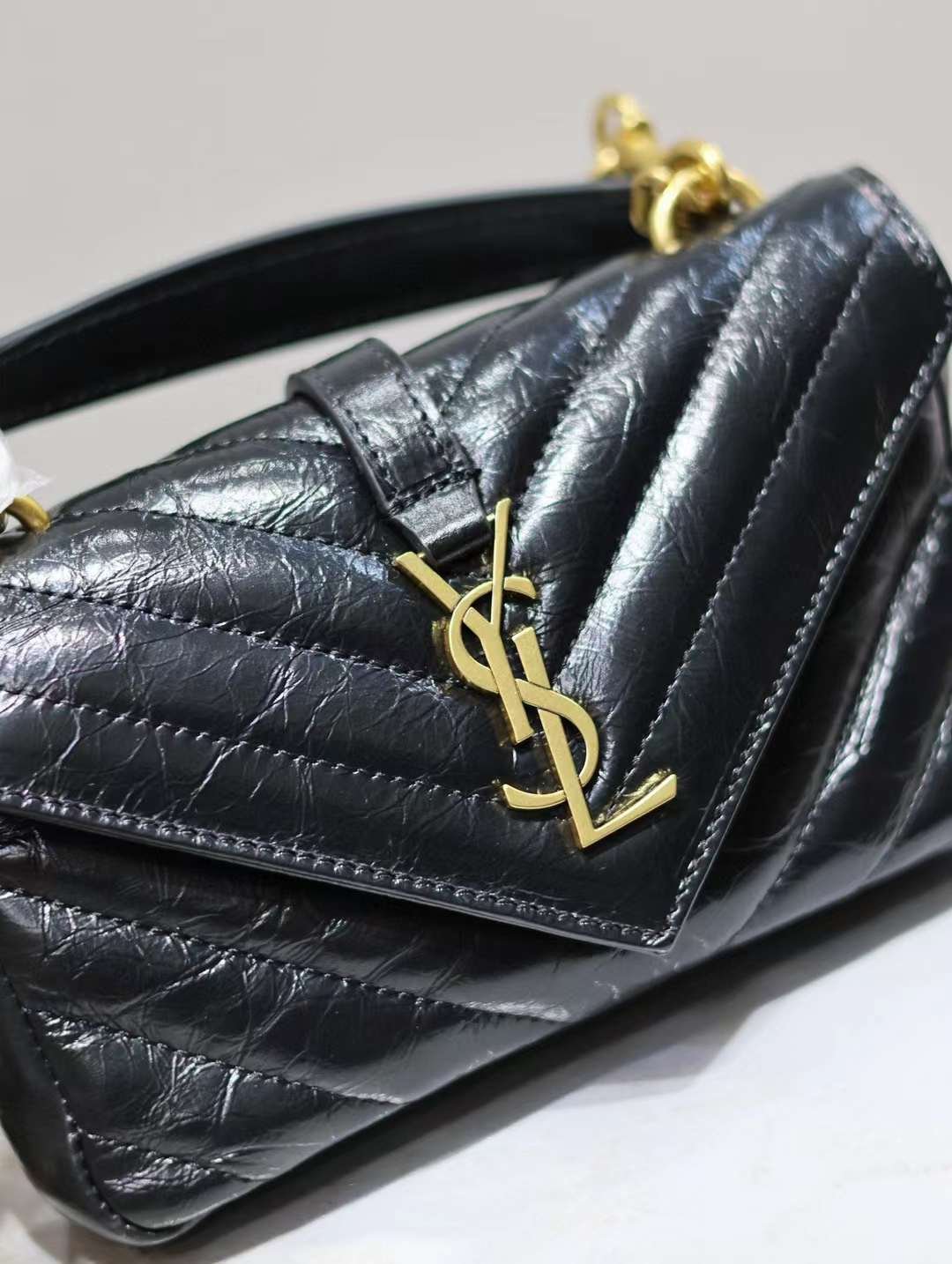 YSL mini college oil wax leather chain  postman bag