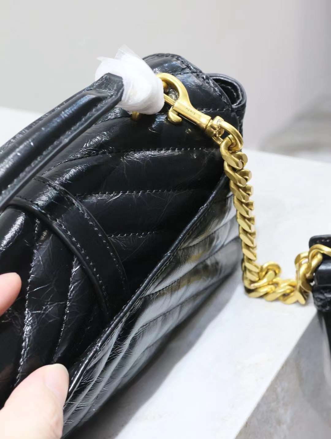 YSL mini college oil wax leather chain  postman bag