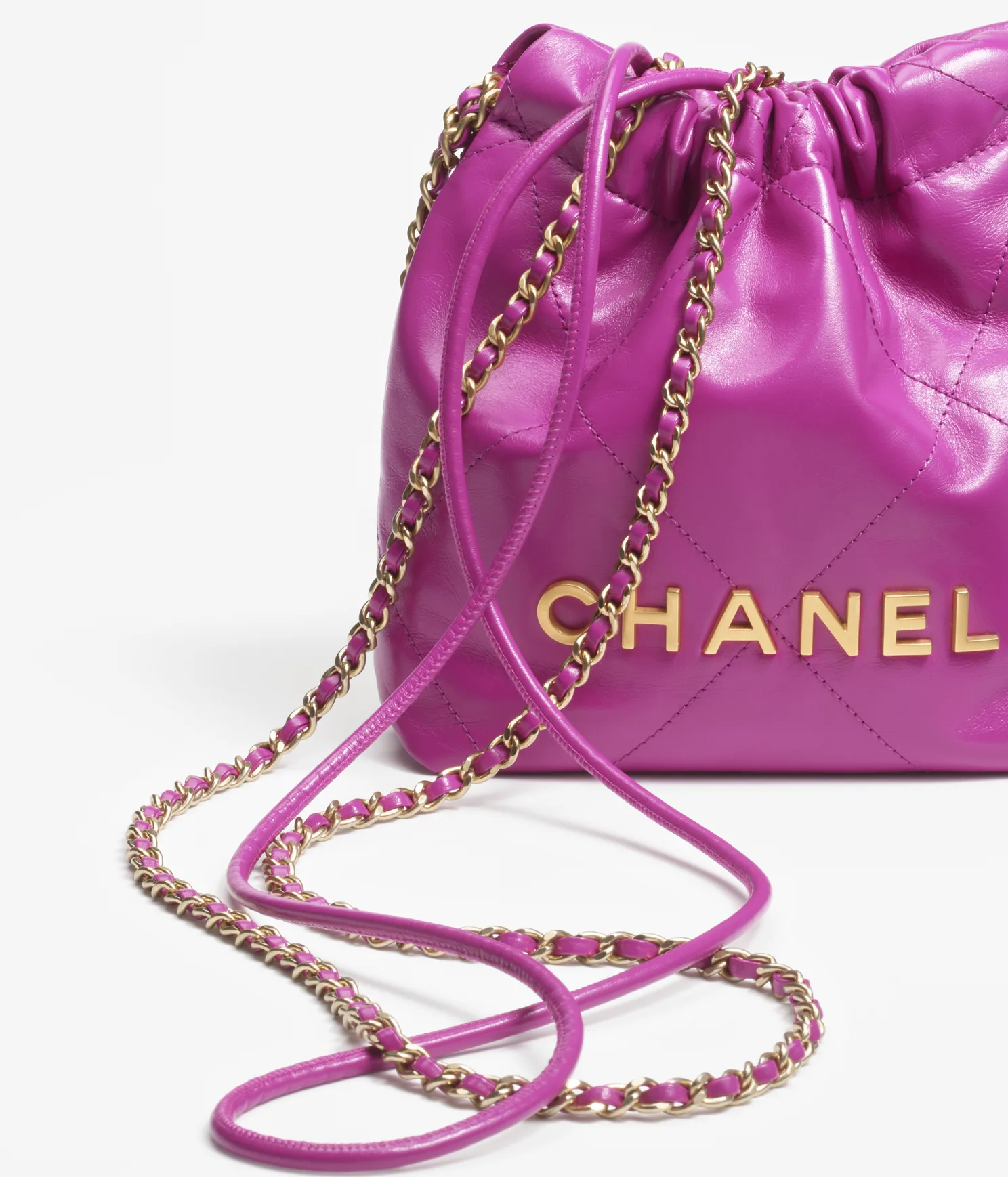 CHANEL / CHANEL 22 MINI HANDBAG Shiny Calfskin   Gold-Tone Metal Purple Ref.  AS3980 B08037 NQ338