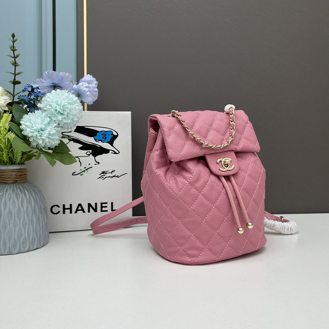 Chanel 23s Salzburg cowhide backpack 917 pink size: 25*20*12cm/23*18*10cm