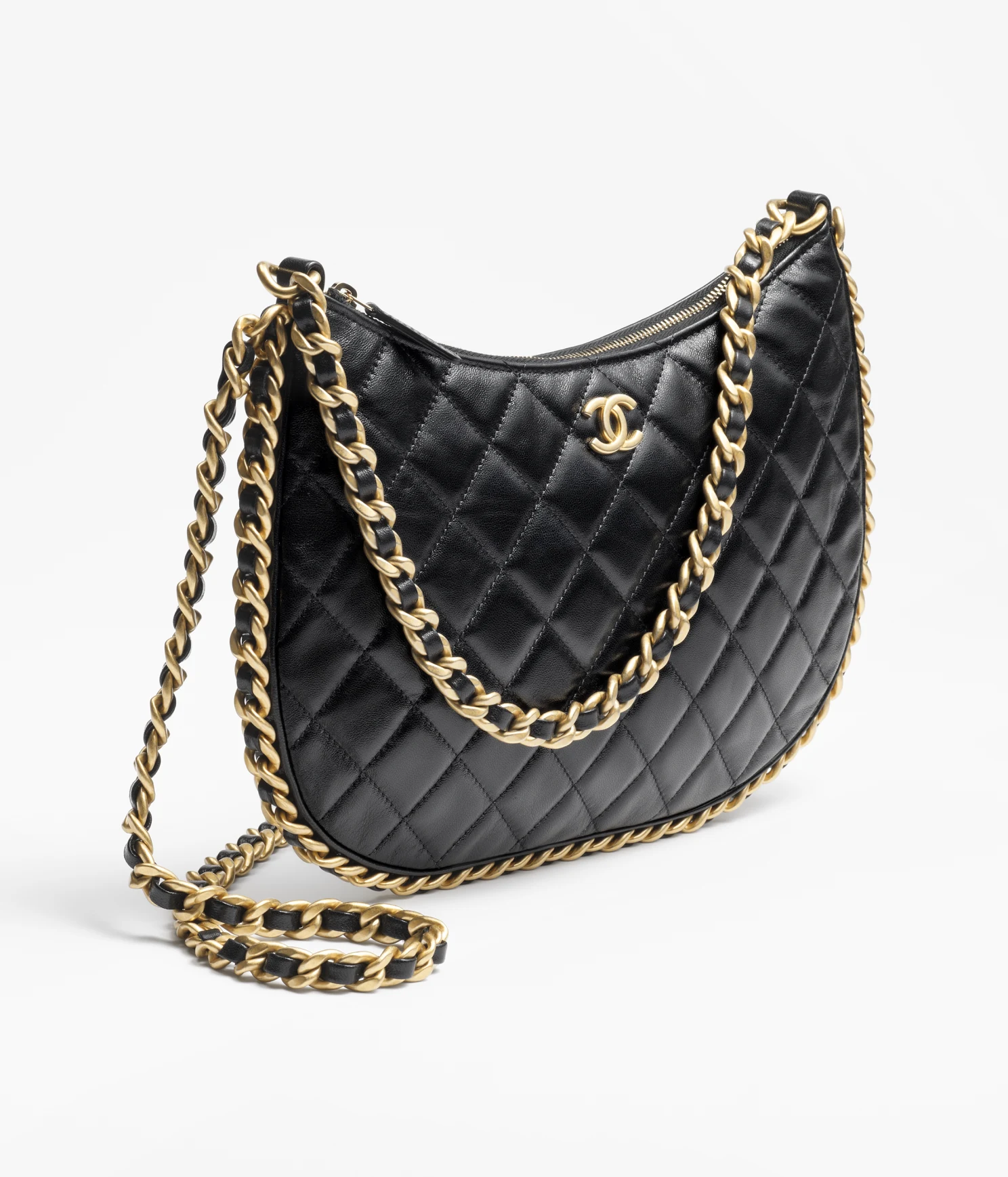 CHANEL / LARGE HOBO BAG Shiny Crumpled Lambskin   Gold-Tone Metal Black Ref.  AS4368 B13699 94305