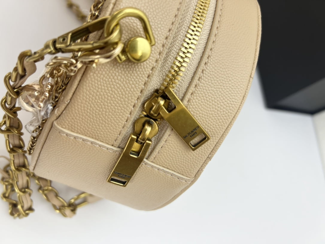 YSL round bun bag with chain strap apricot size: 17cm