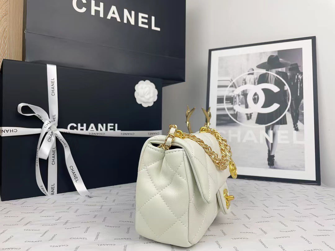 Chanel 2023 new CF White gold bag size: 21*13cm